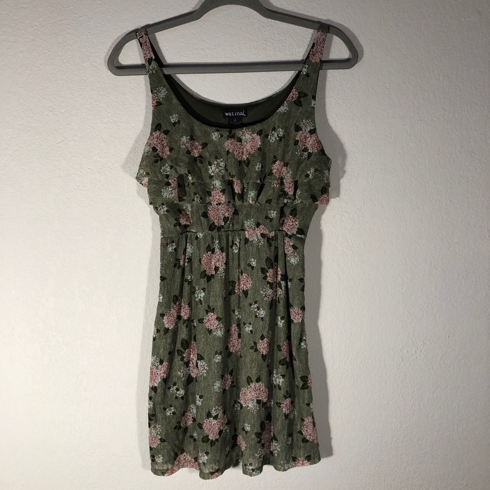 Wet Seal Green Floral Mini Dress
